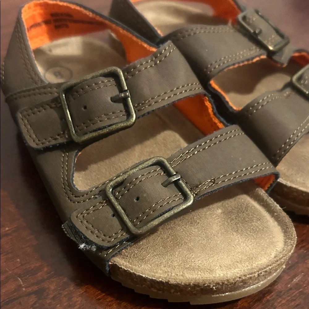 Cat & Jack Brown Sandals with Orange Accents